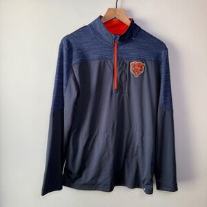 Fanatics Chicago Bears NFL Quarter Zip Pullover Top Navy Orange Size Medium